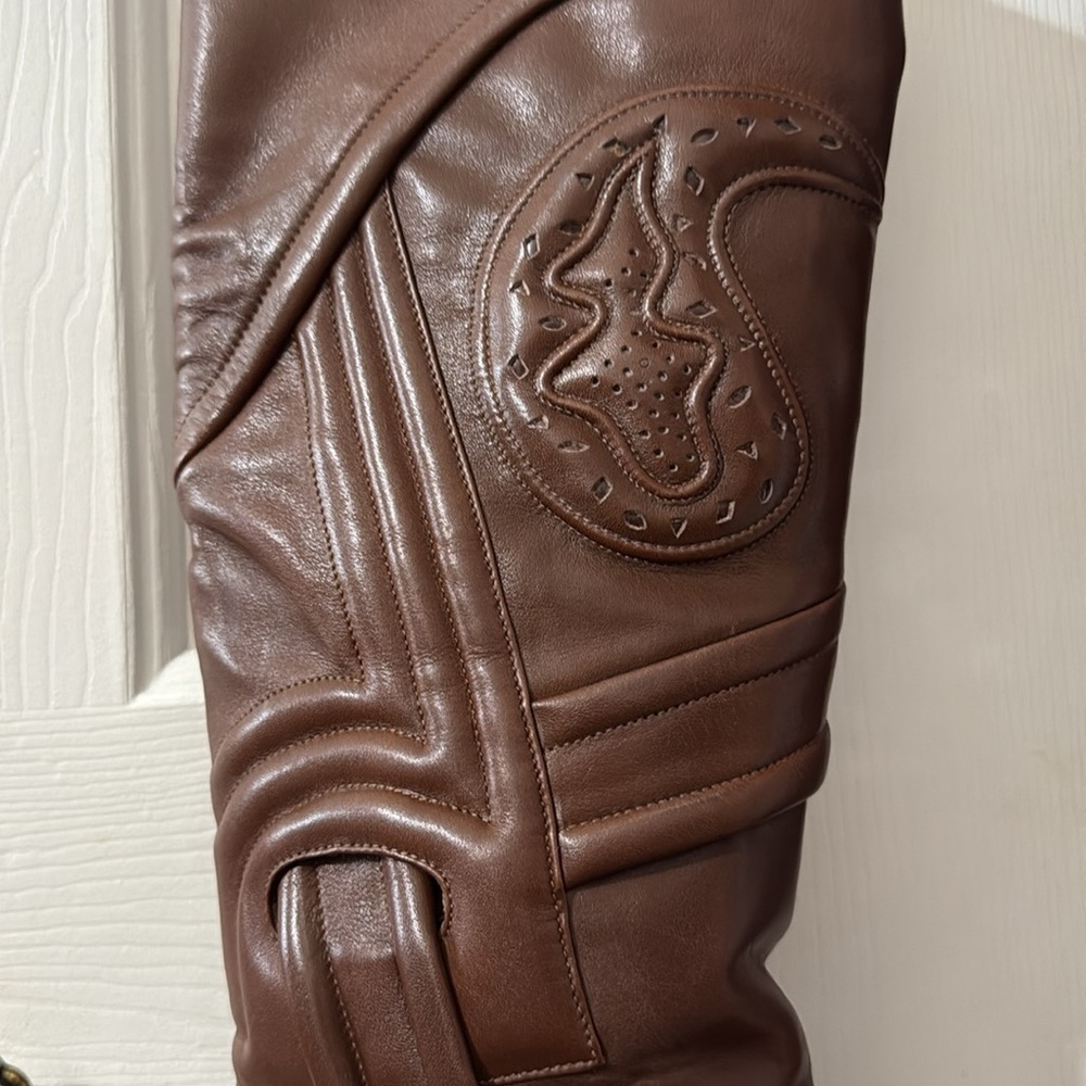 VINTAGE boots Made in Italy western style leather cowboy size 5 - Picture 3 of 7
